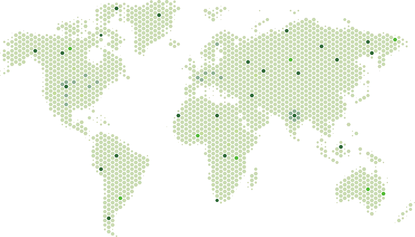 A world map showing global presence